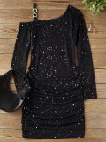 Fashionable Solid Color Glitter Slim Fit Dress