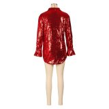 2024 Fashion Sequined Shirt Jacket