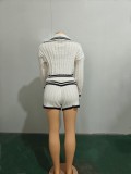 Fashionable High Elastic Knitted Sweater Shorts Set