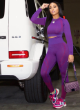 Printed Yoga Sports Long Sleeve Pants Suit