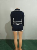 Fashionable High Elastic Knitted Sweater Shorts Set
