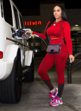 Printed Yoga Sports Long Sleeve Pants Suit
