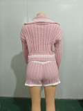 Fashionable High Elastic Knitted Sweater Shorts Set