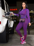 Printed Yoga Sports Long Sleeve Pants Suit
