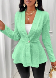 7 Colors New Textured Single Button Shawl Collar Jacket Long Sleeve Coat