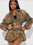 Sexy Hot Girl Short Lapel Jacket and Skirt Suit