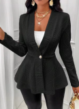 7 Colors New Textured Single Button Shawl Collar Jacket Long Sleeve Coat