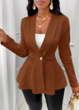 7 Colors New Textured Single Button Shawl Collar Jacket Long Sleeve Coat