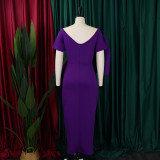 Sexy Big Bow Slit Hip Wrap Dress