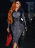 Sexy V-neck Hip-hugging Dress With Rose Design