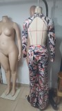 Sexy Backless Tight Stretch Printed Jumpsuit