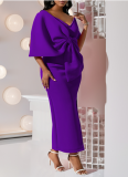 Sexy Big Bow Slit Hip Wrap Dress