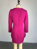 Elegant Square-neck Large Flower Long-sleeved High-waist Slim Dress
