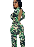 Sexy Backless Tight Stretch Printed Jumpsuit