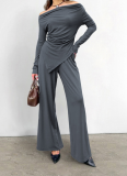 Casual One-shoulder Irregular Slim Fit Top Suit