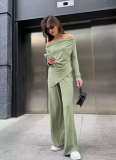 Casual One-shoulder Irregular Slim Fit Top Suit
