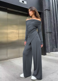 Casual One-shoulder Irregular Slim Fit Top Suit