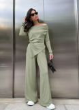 Casual One-shoulder Irregular Slim Fit Top Suit