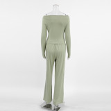 Casual One-shoulder Irregular Slim Fit Top Suit