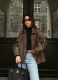 Vintage Brown Loose-fitting Suit Collar Leather Jacket