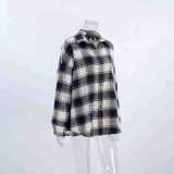 Casual Lazy Style Loose Plaid Long-sleeved Shirt Jacket