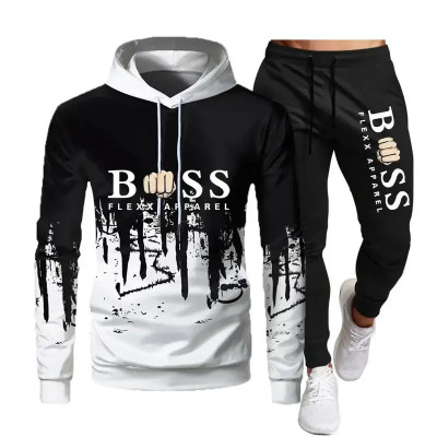 Autumn And Winter New Brand Men'S Sportswear Sportswear Hoodie Sweatshirt Sweatpants Two-Piece Suit Fashion Jogging Men