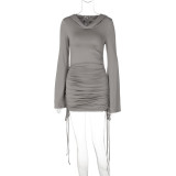 Sexy Slim Fit Drawstring Hooded Hip Dress