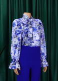 3 Colors New Fashion Temperament Printed Tie-Band Large Size Shirt