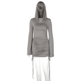 Sexy Slim Fit Drawstring Hooded Hip Dress