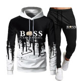 Autumn And Winter New Brand Men'S Sportswear Sportswear Hoodie Sweatshirt Sweatpants Two-Piece Suit Fashion Jogging Men