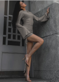 Sexy Slim Fit Drawstring Hooded Hip Dress