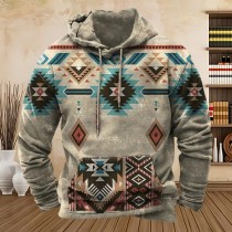 2024 New Hoodie Vintage Tribal Style Print Men's Sweatshirt Spring Autumn Loose Pullover Hoodies Casual Oversized Men's Clothing