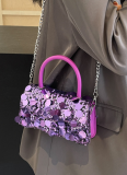 Fashionable One-shoulder Crossbody Sequined Small Square Bag