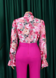 3 Colors New Fashion Temperament Printed Tie-Band Large Size Shirt