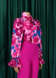 3 Colors New Fashion Temperament Printed Tie-Band Large Size Shirt