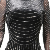 Sexy Backless Half-high Collar Rhinestone Hip-wrapped Dress