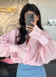 Fashionable and Fresh Loose Lapel Lantern Long-sleeved Shirt