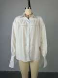 Fashionable and Fresh Loose Lapel Lantern Long-sleeved Shirt