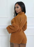 Fashionable Patchwork Zipper Long-sleeved Jumpsuit