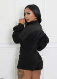 Fashionable Patchwork Zipper Long-sleeved Jumpsuit