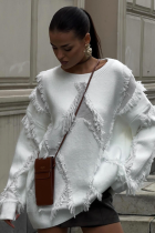 3 Color Vintage Sweater Autumn And Winter 2024 New Loose Knitted Tassel Top