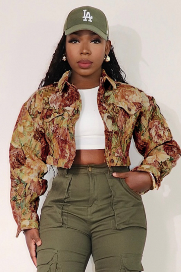 2 Colors Short Coat For Women Retro Jacquard Design Niche Lapel Cardigan Jacket