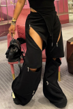 2 Colors Fashion Casual Multi-Zipper Pocket Zipper Loose Sports Pants