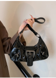 Fashion Baguette Handbag Light Luxury Pleated Shoulder Underarm Bag