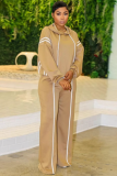 5-Color Webbing Stitching Hooded Sweatshirt Wide-Leg Pants Two-Piece Set