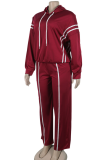 5-Color Webbing Stitching Hooded Sweatshirt Wide-Leg Pants Two-Piece Set