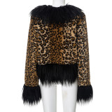 Fashionable Leopard Fur Coat Warm Top