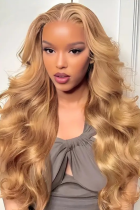 Fashionable Golden Big Wave Curly Hair Hot Selling Front Lace Wig Full Head Set