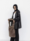 Furry Shoulder Bag Hobo Style Large Size Retro Tote Bag