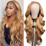 Fashionable Golden Big Wave Curly Hair Hot Selling Front Lace Wig Full Head Set